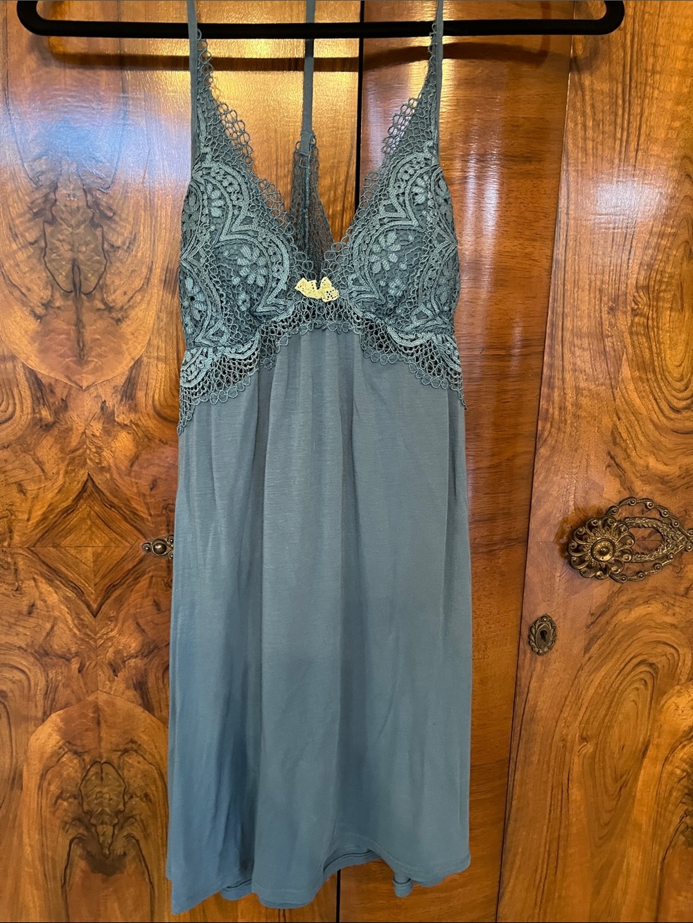 Victoria's Secret Dark Turquoise Lace-Trim Babydoll Chemise Size Small